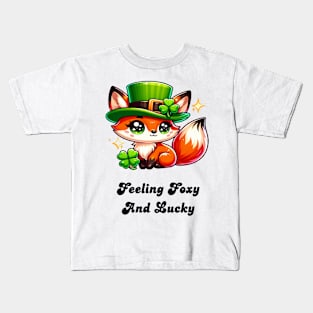 St. Patrick's Day Fox - Feeling Foxy and Lucky Kids T-Shirt